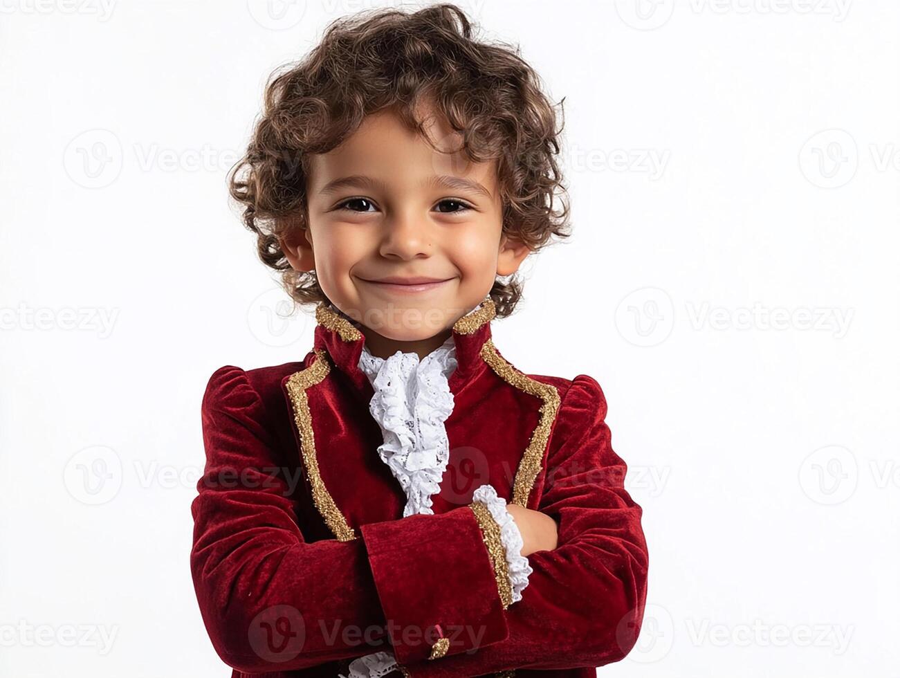 A young boy in a red velvet suit photo