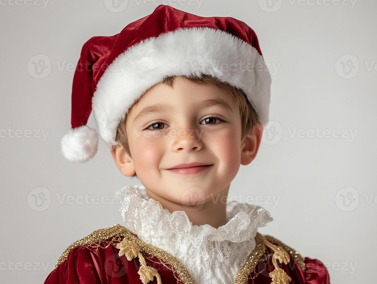 A young boy in a santa hat photo