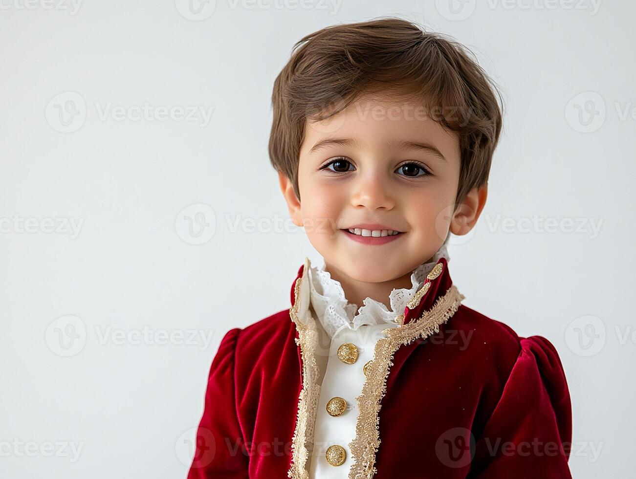 A young boy in a red velvet suit photo