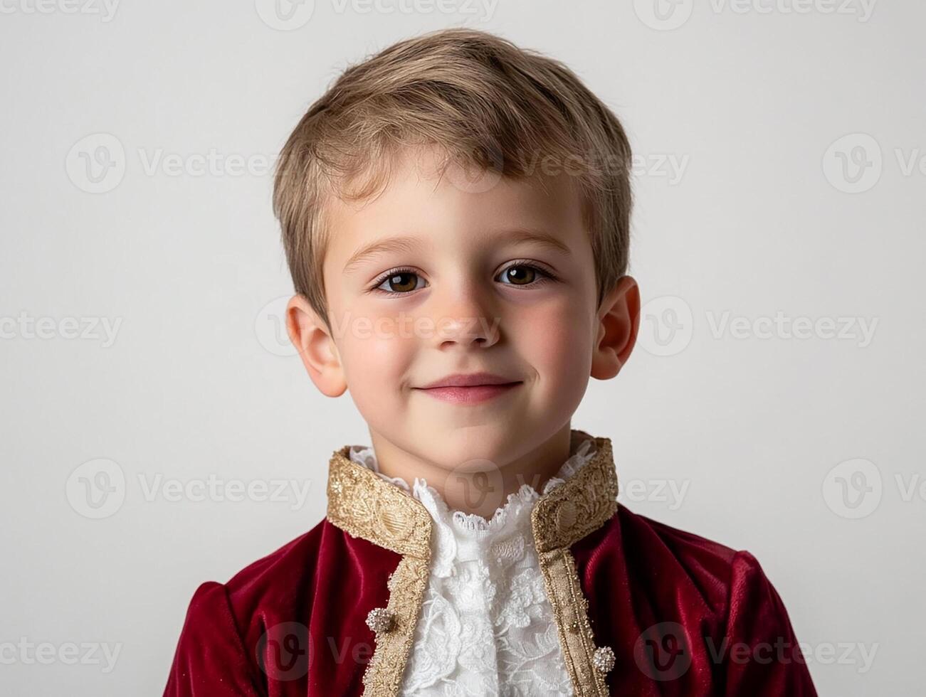 A young boy in a red velvet suit photo