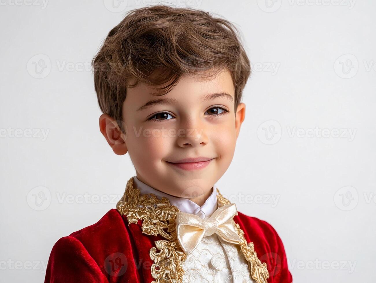 A little boy in a red velvet suit photo