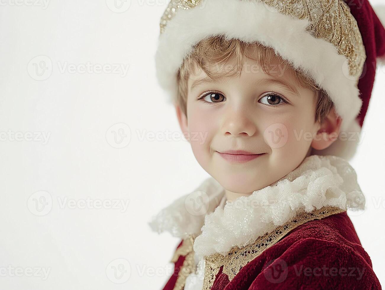A young boy in a santa hat photo