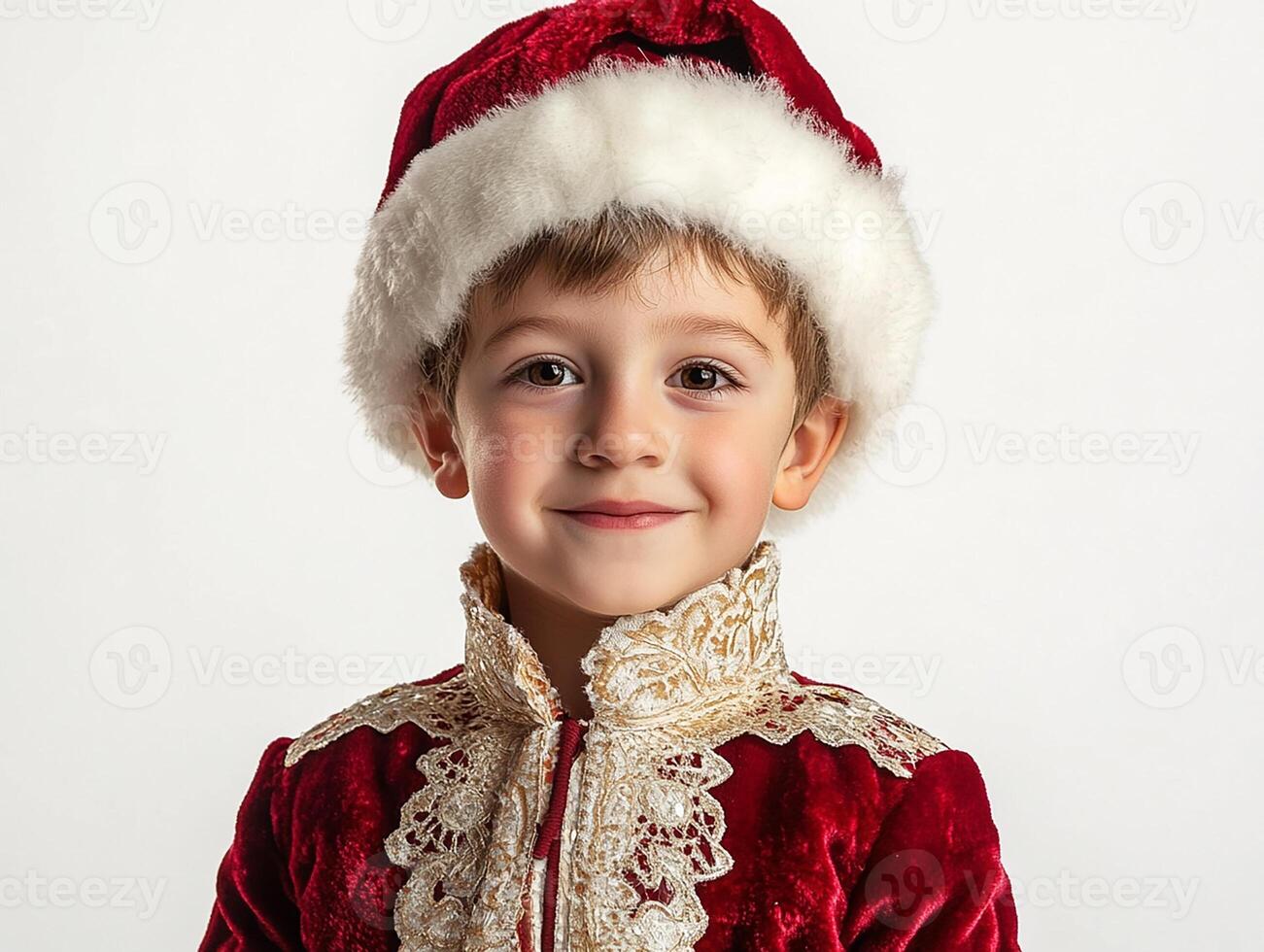 A young boy in a santa hat photo