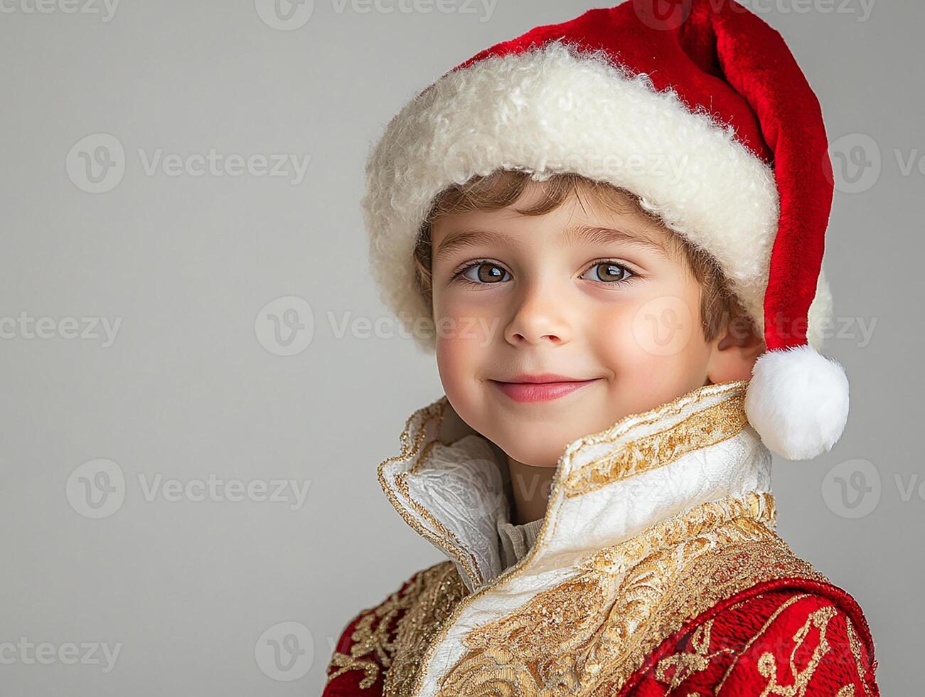 A young boy in a santa hat photo