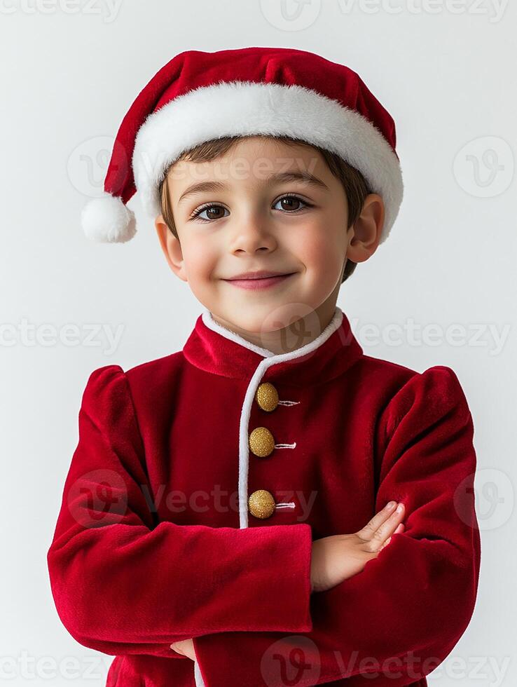 A young boy in a santa hat photo