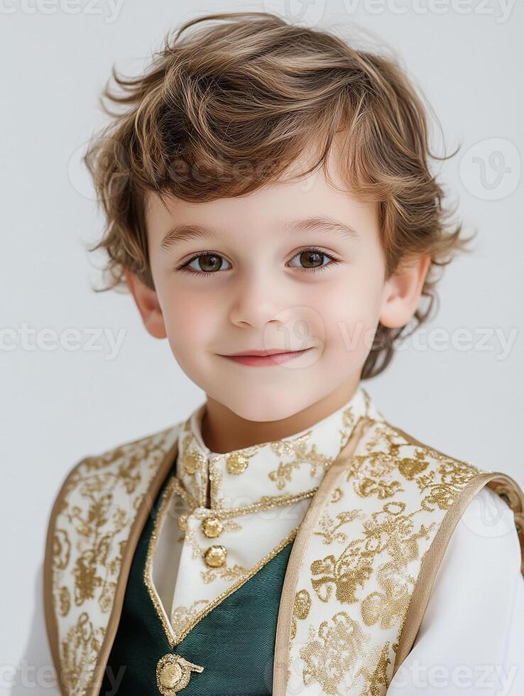 A little boy in a traditional outfit photo