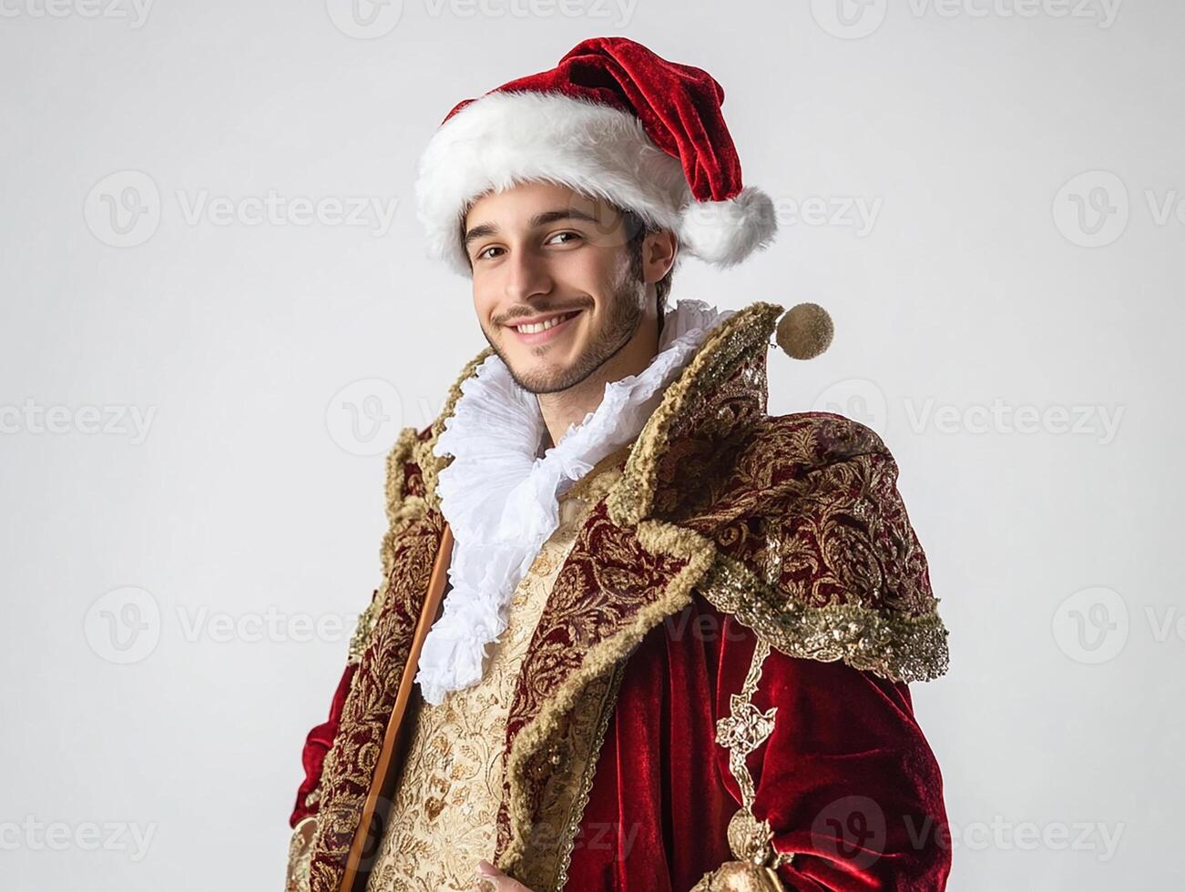 A man dressed in a santa claus costume photo