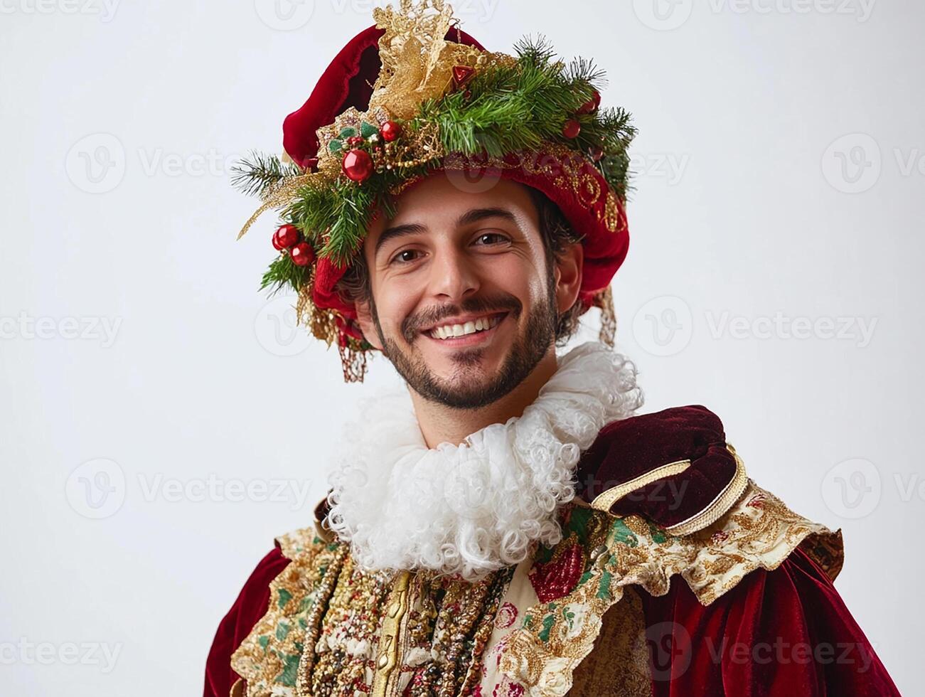 A man in a renaissance costume smiling photo