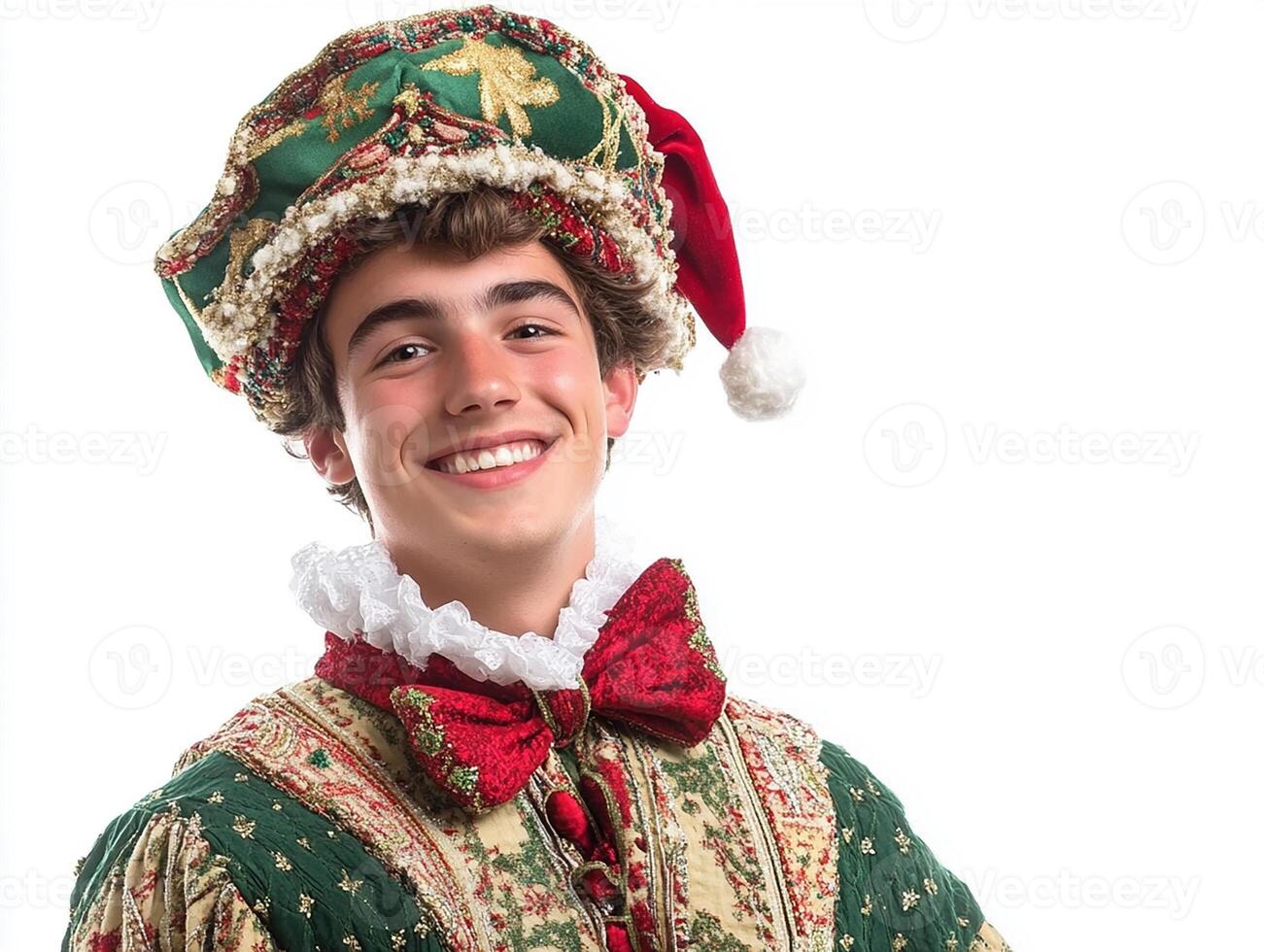 A young man in a medieval costume smiling photo