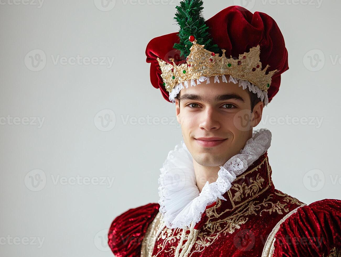 A man in a red and gold costume photo