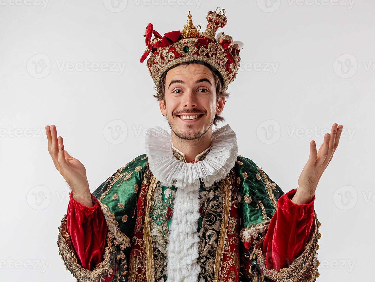 A man dressed in a costume with his hands out photo