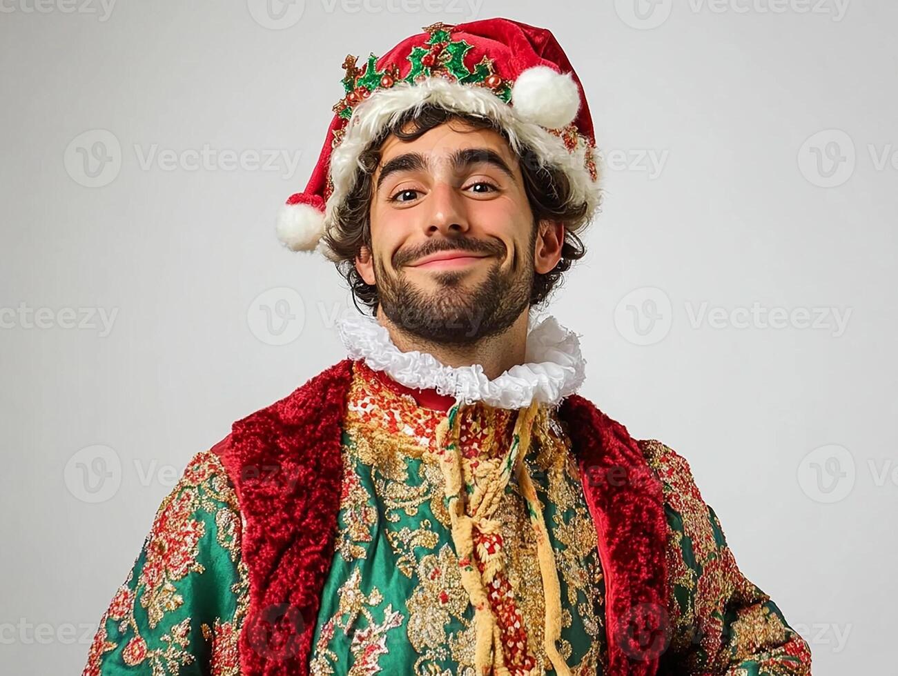 A man dressed in a medieval costume with a beard photo