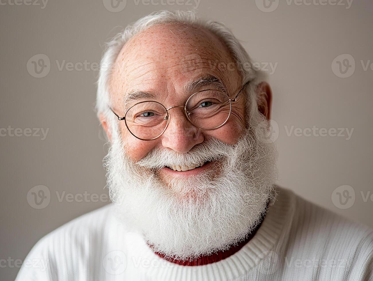 A smiling man with a white beard and glasses photo