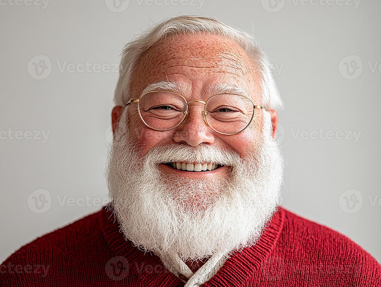 A smiling old man with a beard and glasses photo