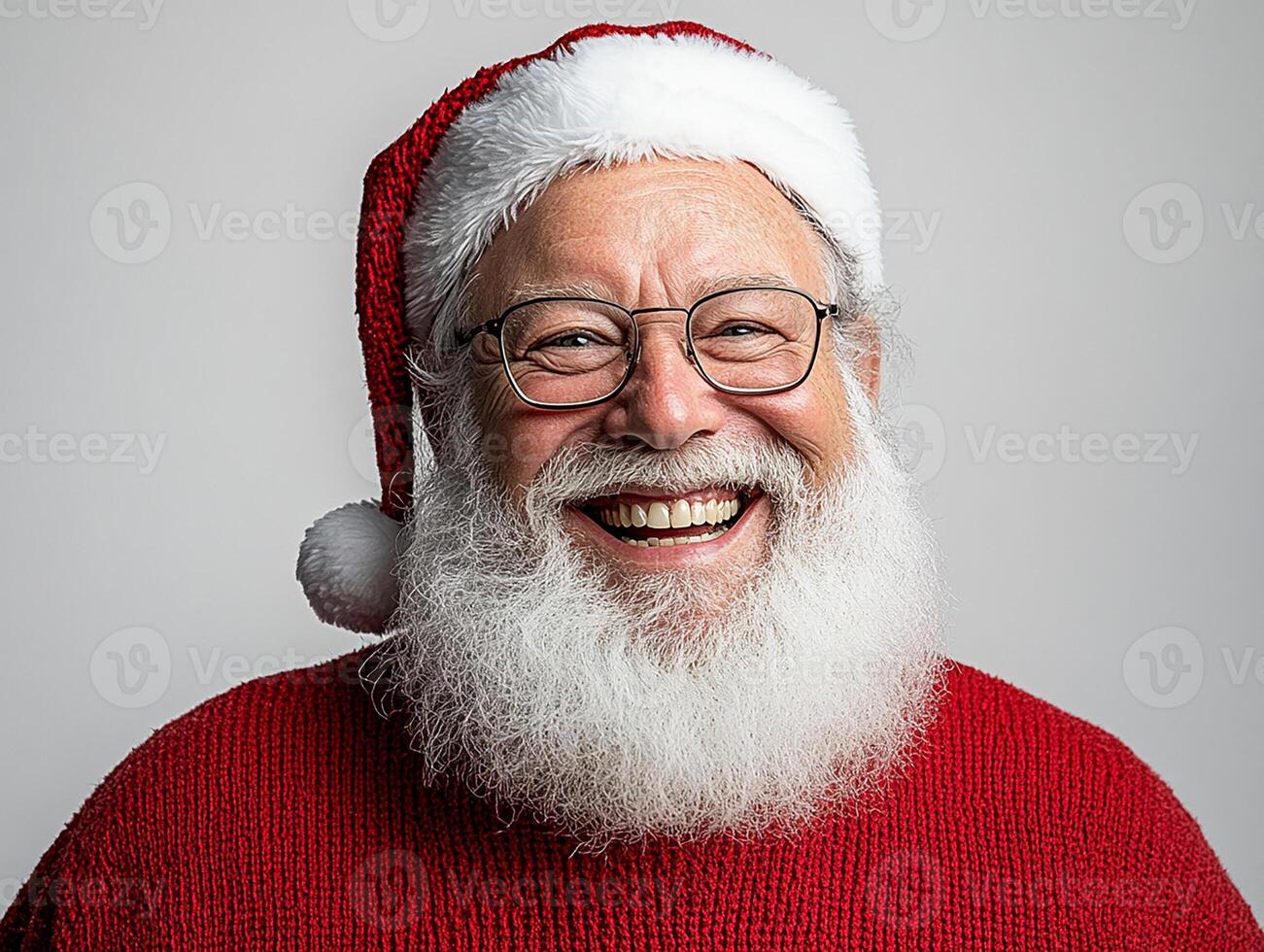 A man with glasses and a santa hat smiling photo