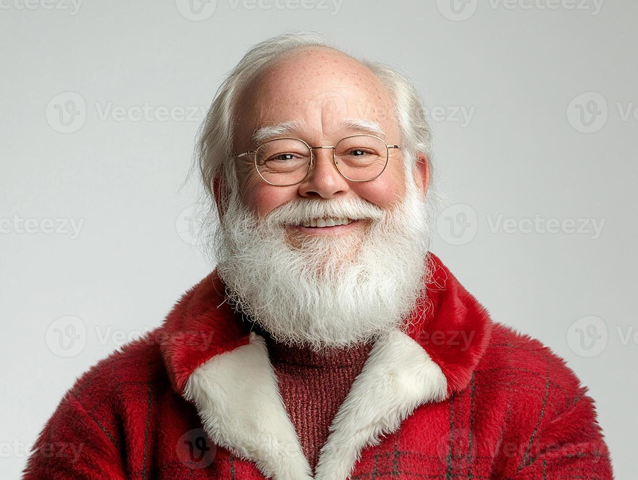 A man with glasses and a beard wearing a red coat photo