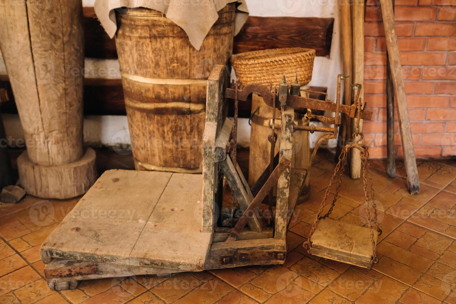 Old equipment scales in rural areas in villages photo