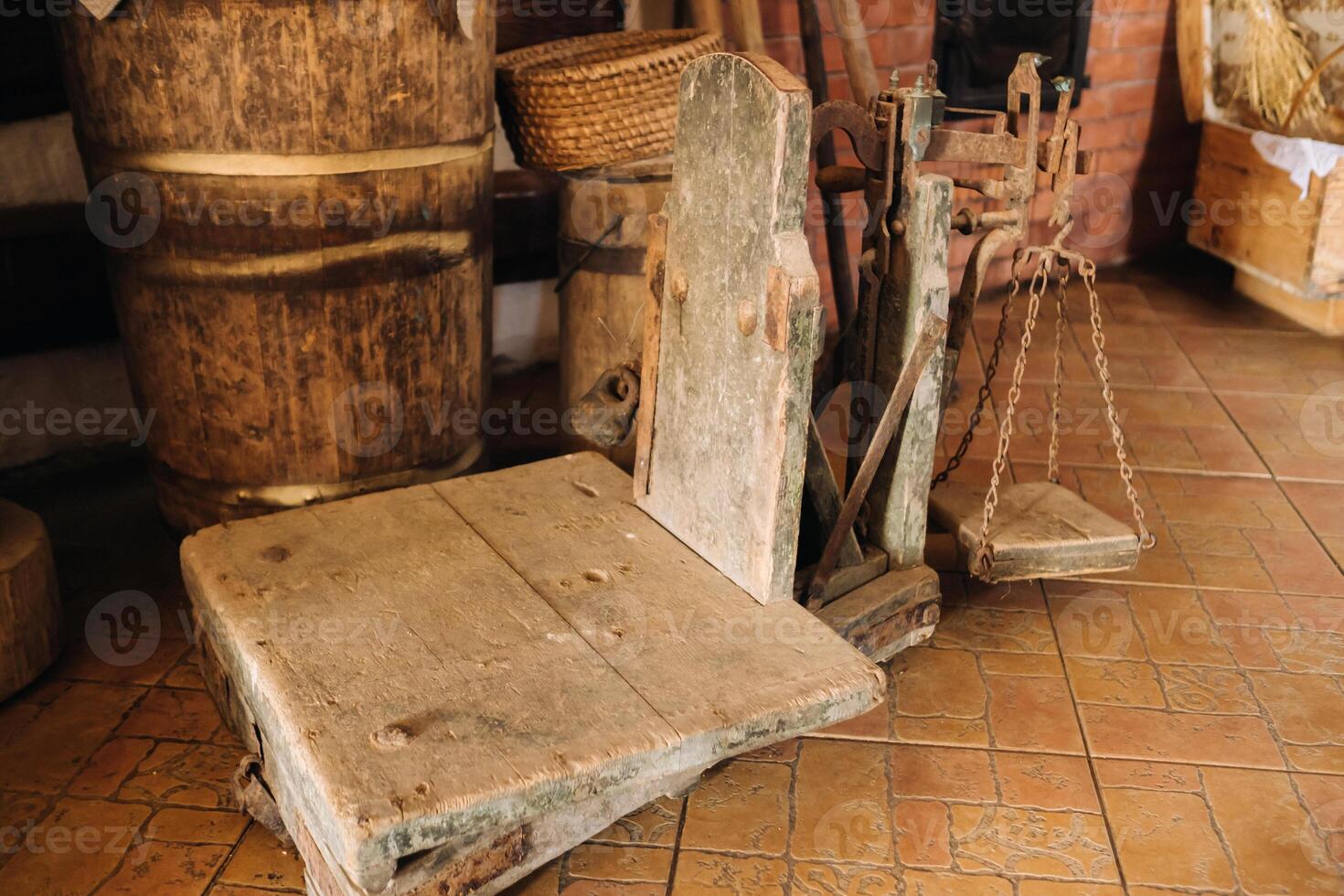 Old equipment scales in rural areas in villages photo