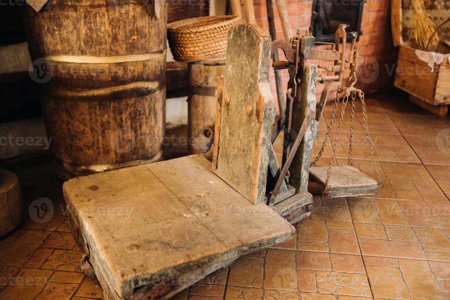 Old equipment scales in rural areas in villages photo