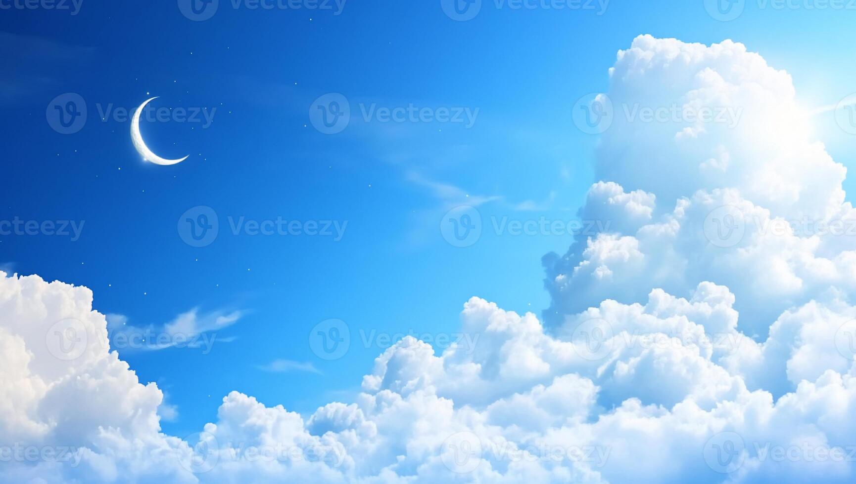 The moon and clouds are seen in the sky photo
