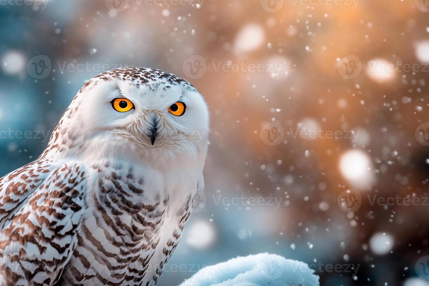 Snowy owl in the snow photo