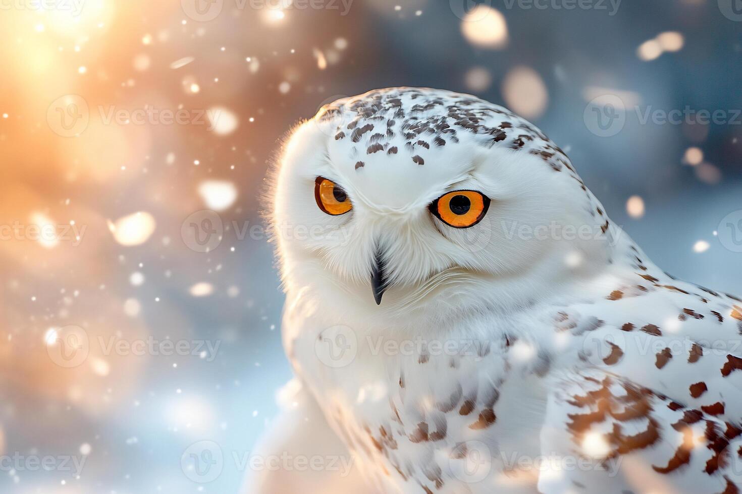 Snowy owl in the snow photo