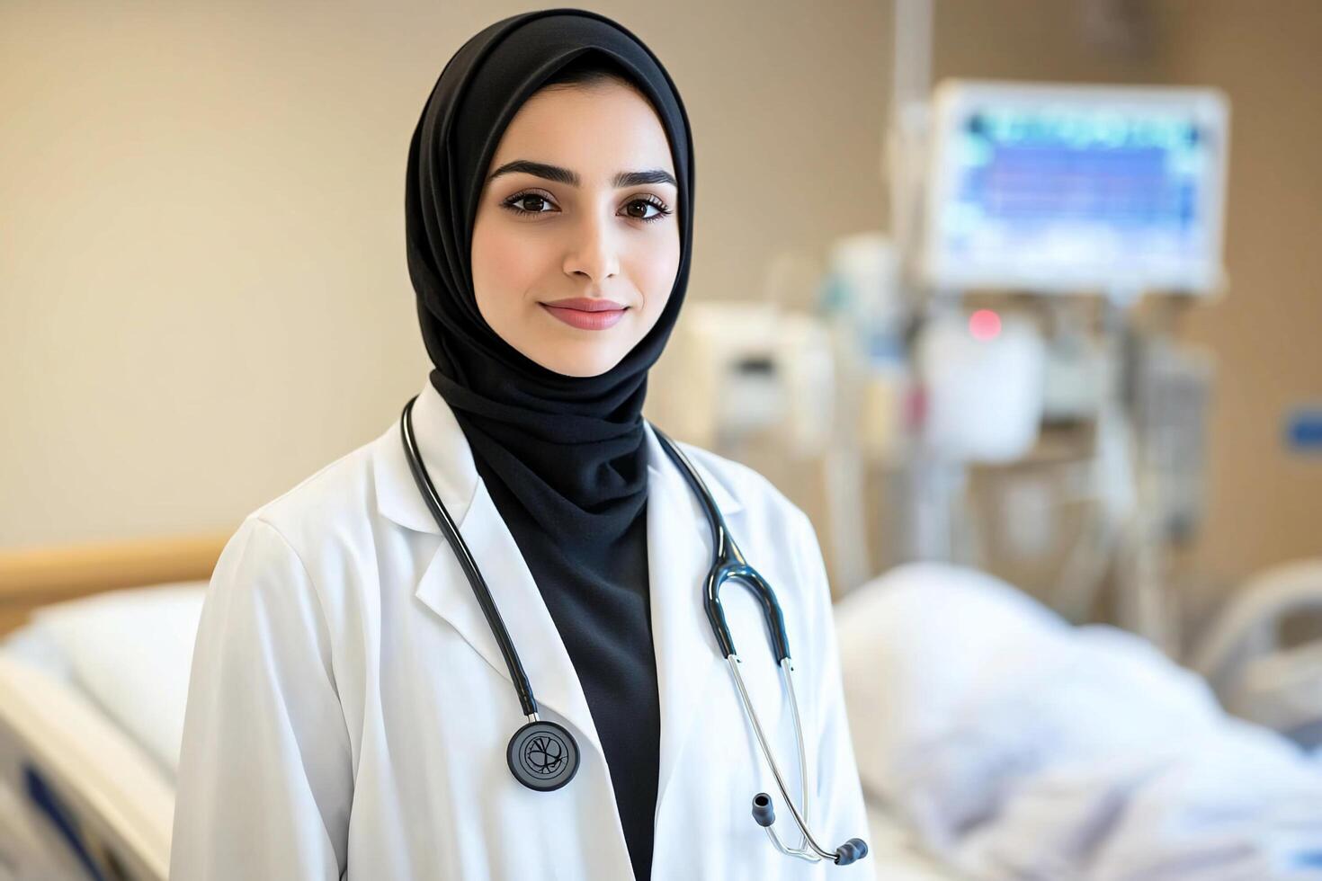 A female doctor in a hospital room photo