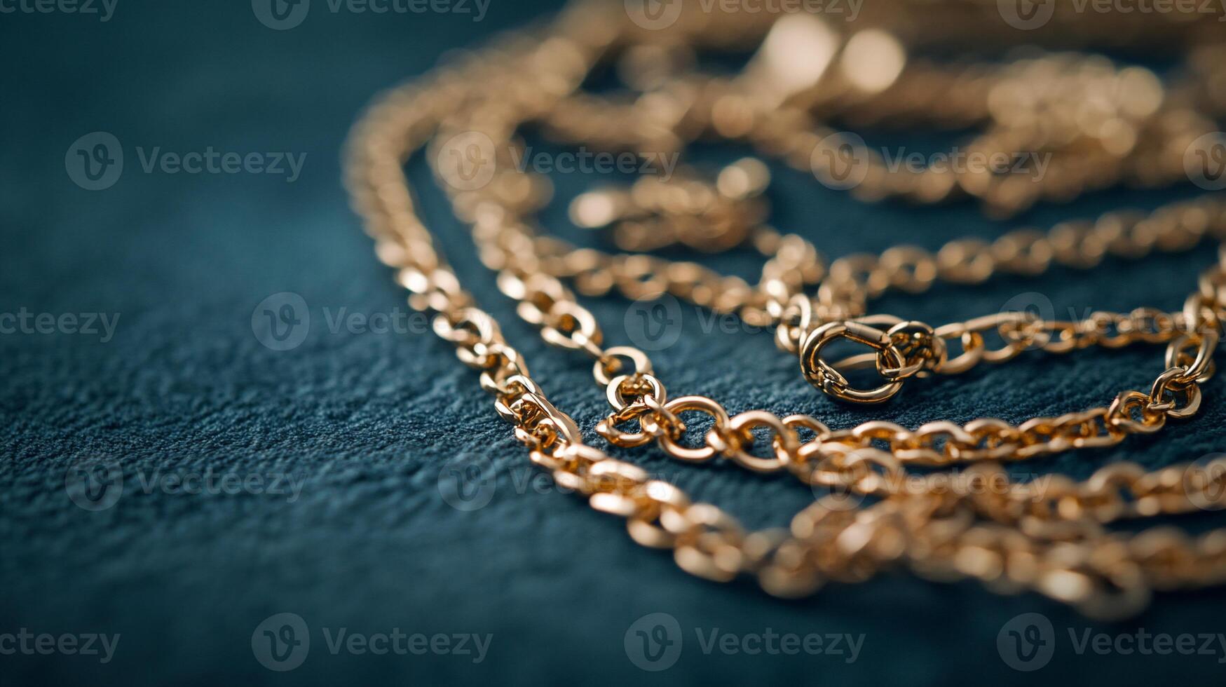 Gold chain on blue background photo