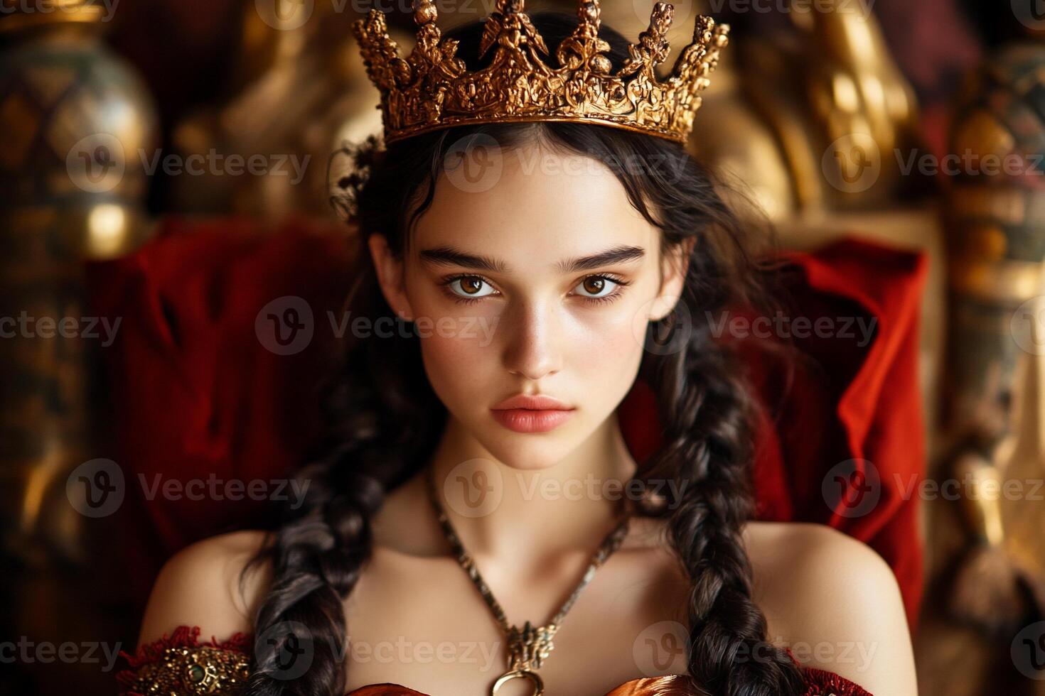 A beautiful woman wearing a crown and braids photo