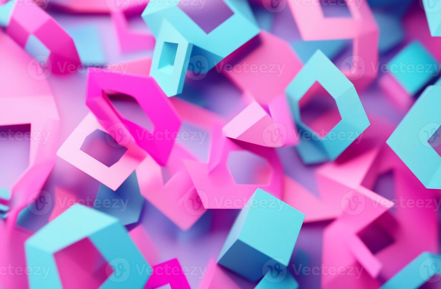 3d rendering of colorful paper shapes on a purple background photo