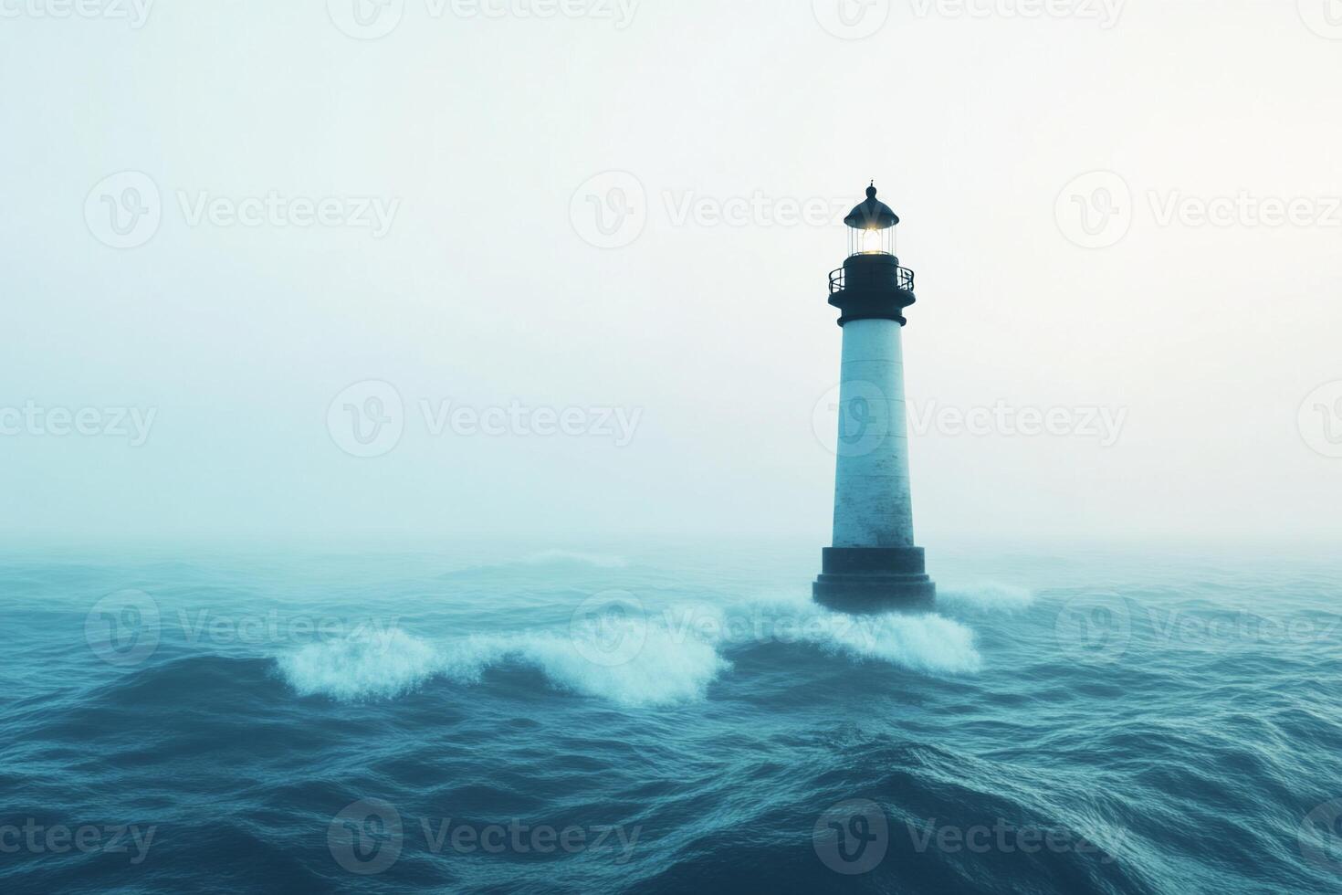 A lighthouse in the middle of the ocean photo