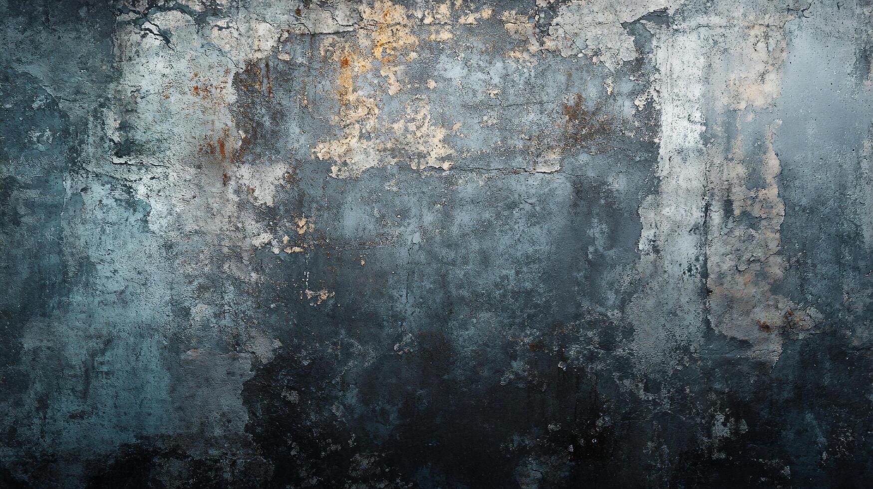 Wall with a lot of cracks and holes. The wall is blue and gray. The wall has a lot of texture and looks like it has been painted over many times photo