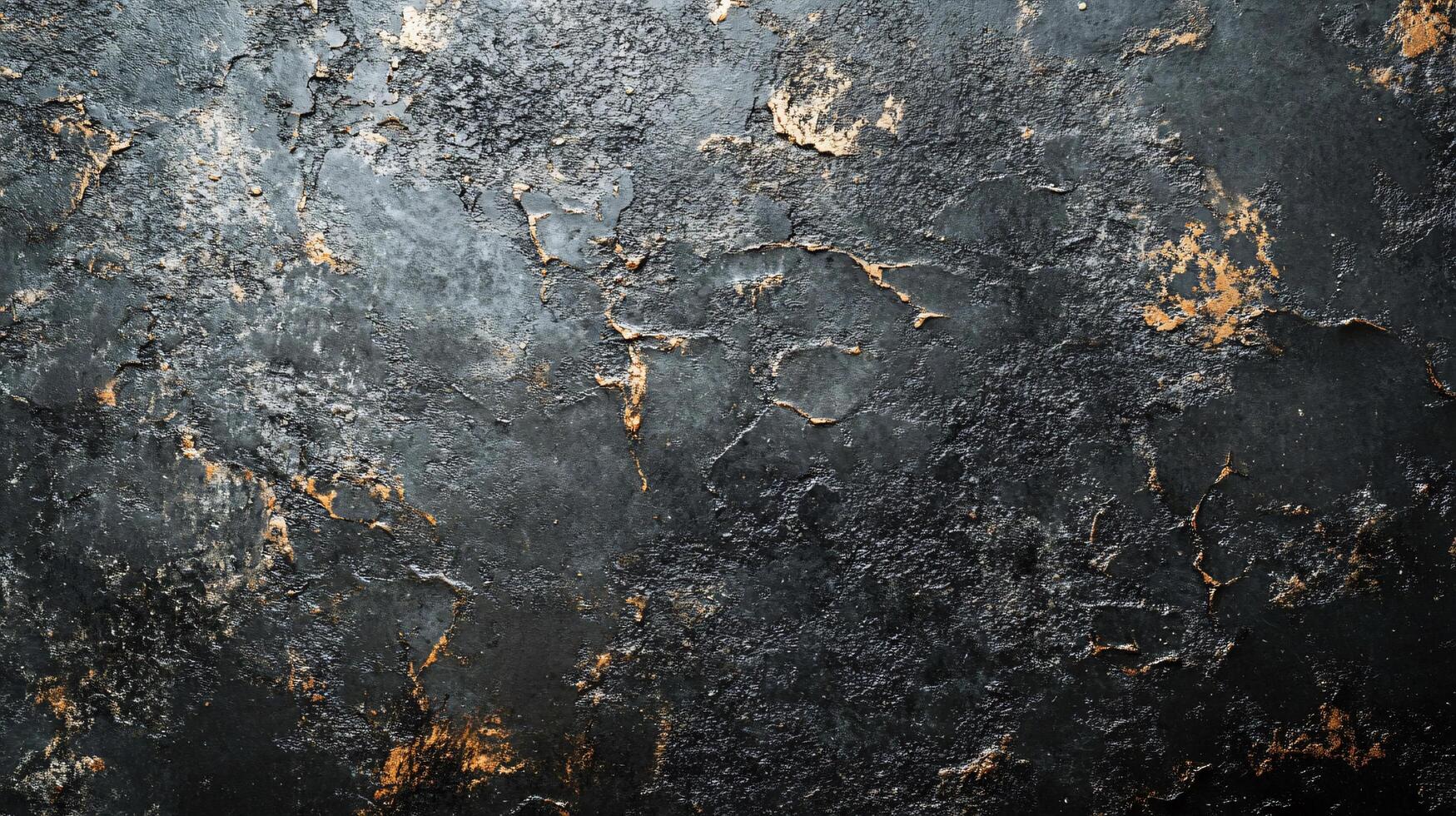 Black and gold wall with a lot of texture. The wall is made of metal and has a lot of scratches and dents. The texture of the wall gives it a rough and rugged appearance photo