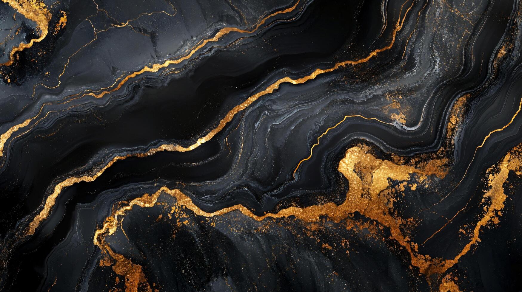 Black and gold marble wall with gold streaks. The wall is made of marble and has gold streaks running through it photo