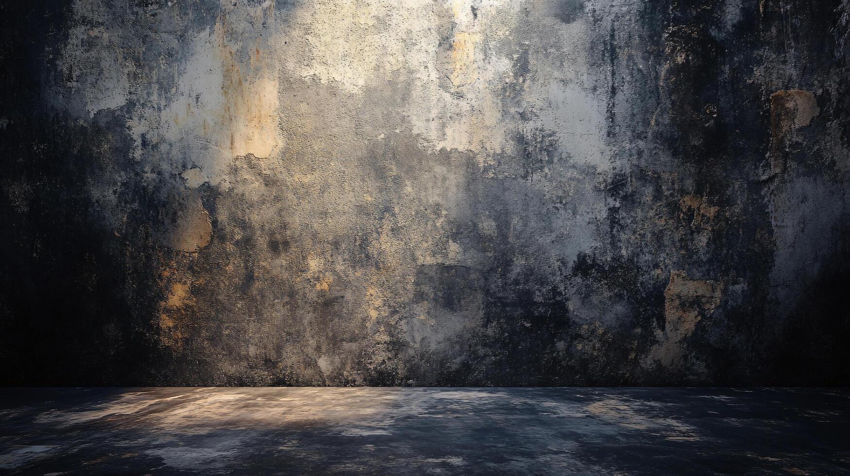 Large, empty room with a wall covered in graffiti. The wall is covered in a variety of colors and patterns, giving the room a chaotic and edgy feel. The room is mostly empty photo