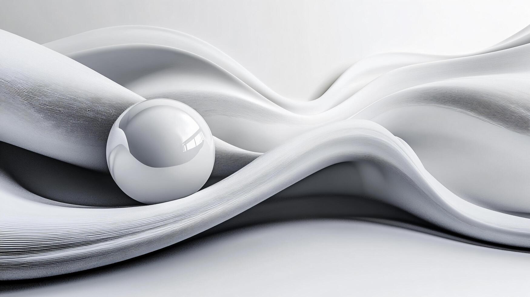 White and silver ball is on a white fabric. The image has a calm and serene mood photo