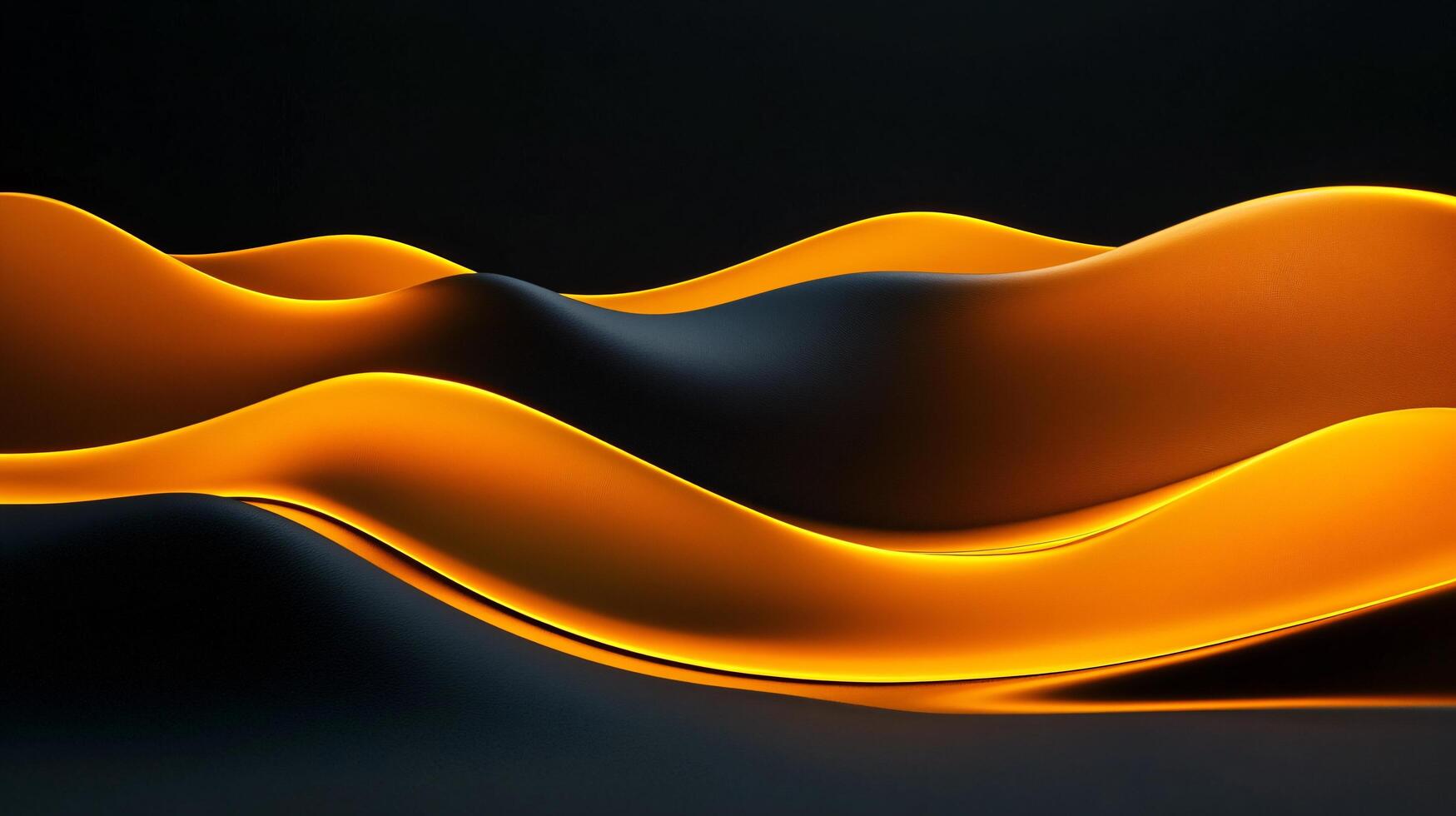 Black and orange wave with a yellow line. The wave is very long and has a lot of detail photo