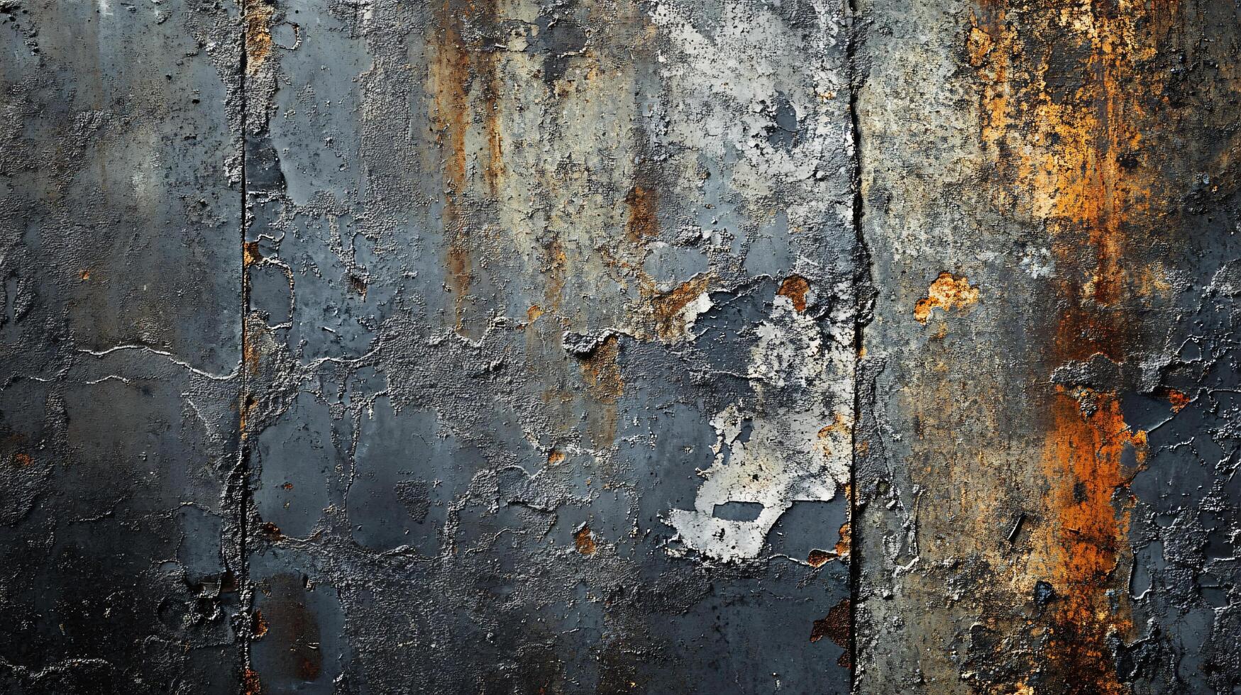 Wall with a lot of rust and paint peeling off. The wall is covered in a lot of different textures and colors photo