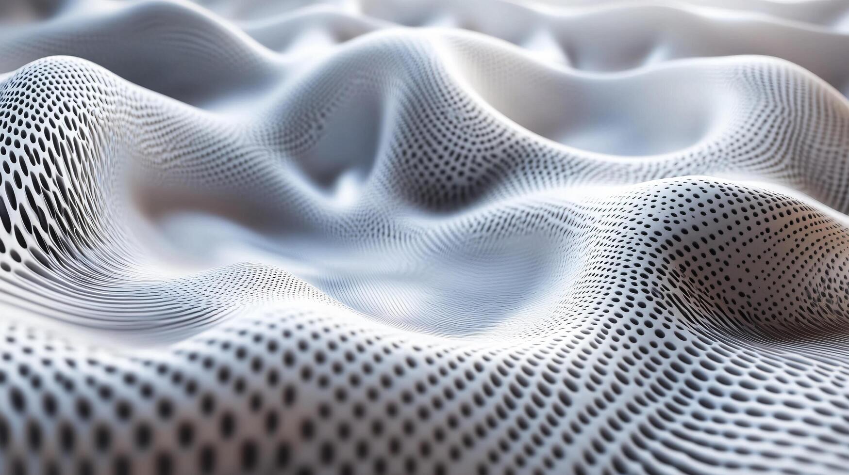 White, fuzzy, abstract image of a wave. The image is a computer-generated rendering of a wave, with a lot of dots and lines. The image has a dreamy, ethereal quality to it photo