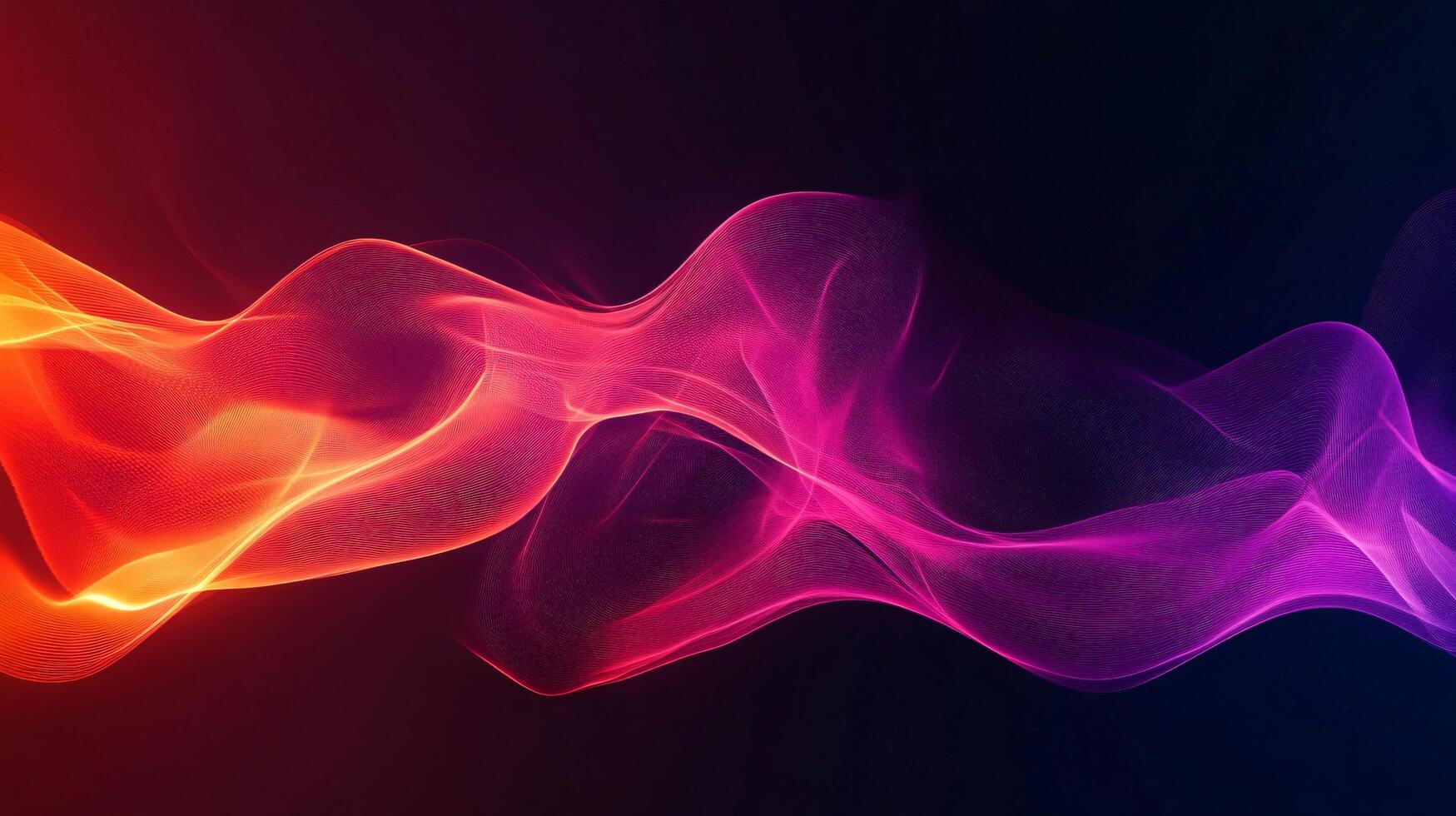 Colorful wave of light with a purple and orange hue. The wave is long and he is moving photo