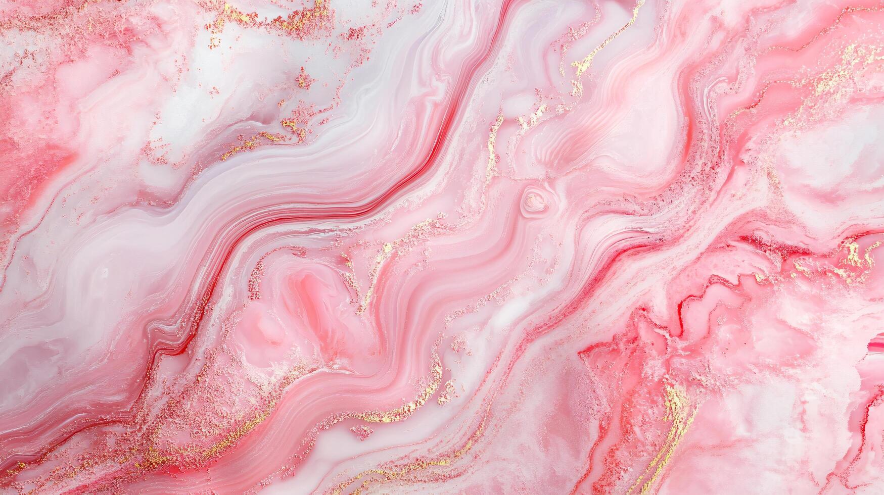 Pink and white marble wall with gold accents. The wall is covered in gold and red swirls, giving it a luxurious and elegant appearance photo