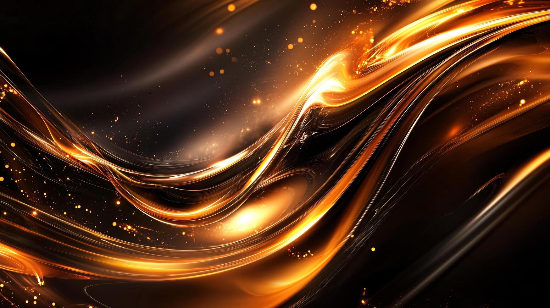 Black and orange wave with a lot of sparkles. The wave is very long and it looks like it is moving photo