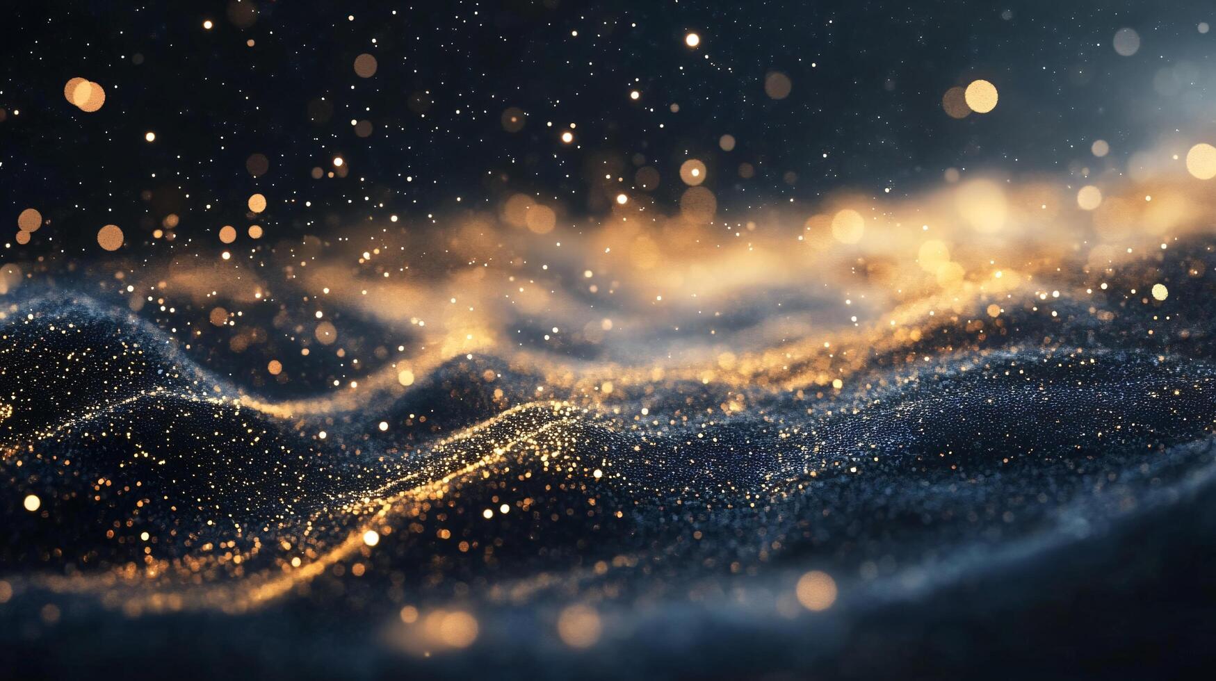 The image is a blurry, hazy, and dreamy scene with a lot of sparkles. The sparkles are scattered all over the image, creating a sense of movement and energy. Scene is one of wonder photo