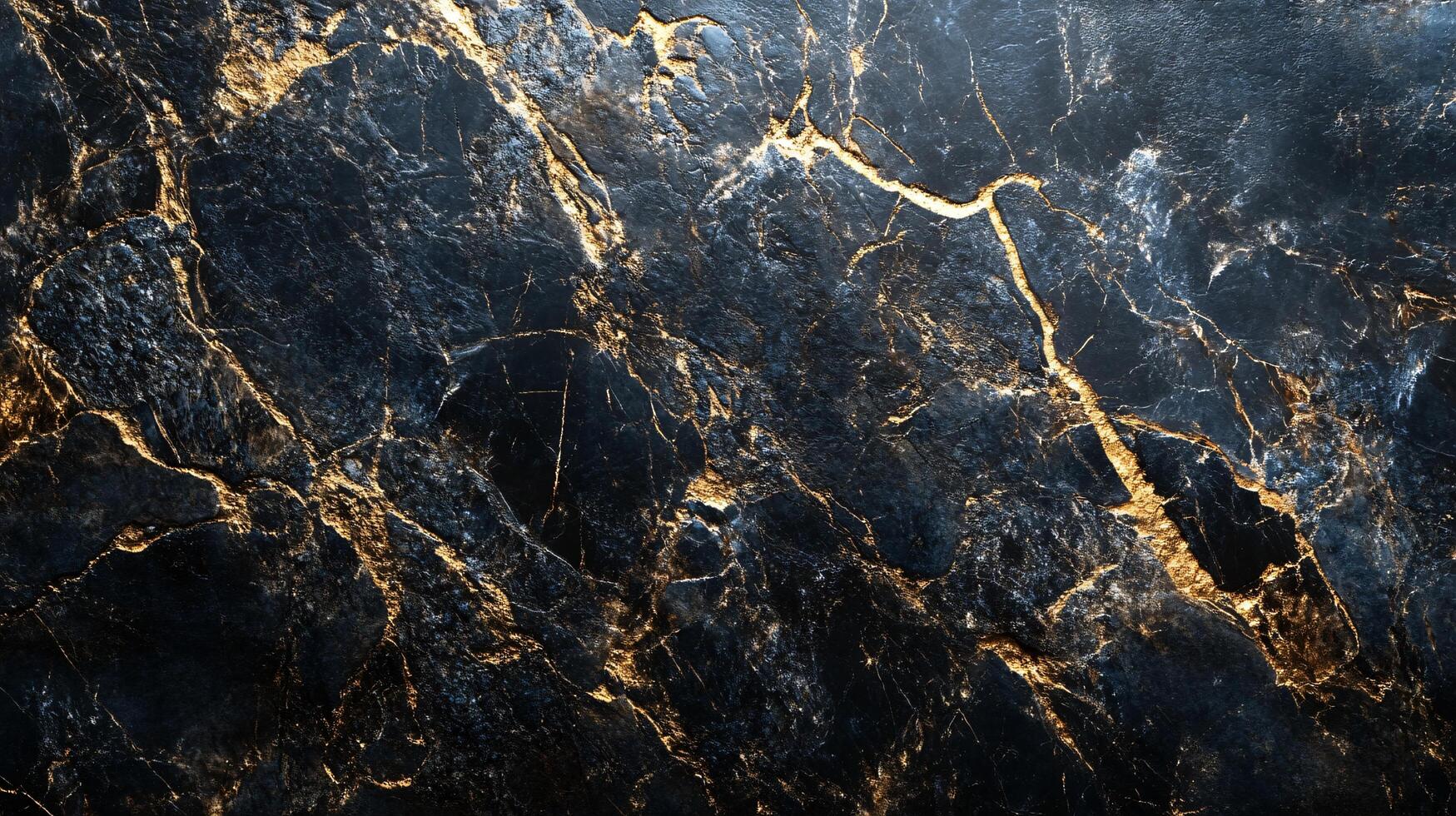 Black and gold marble wall with a crack in it. The crack is filled with gold dust, giving the wall a unique and artistic appearance photo