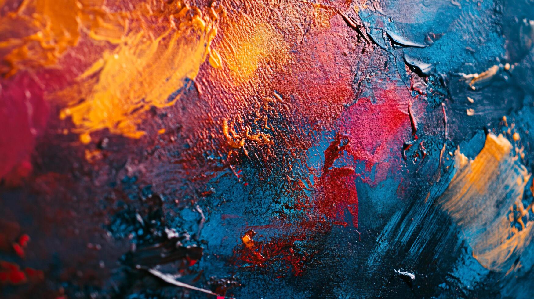 Painting with a lot of different colors and brush strokes. The colors are bright and the brush strokes are thick. The painting has a lot of texture and depth photo