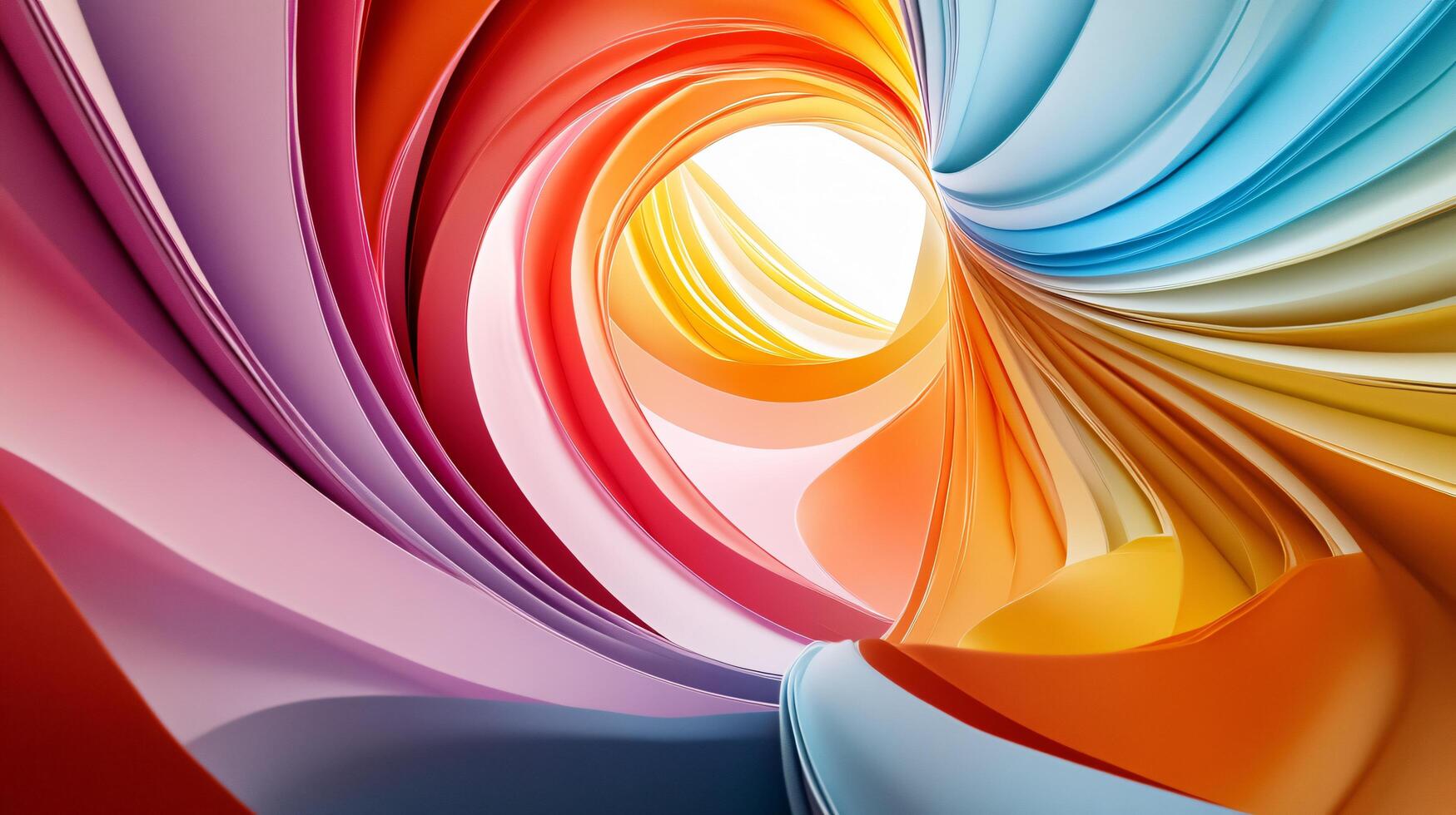 Colorful spiral of paper with a white background. The colors are bright and vibrant, creating a sense of energy and movement. The spiral shape suggests a sense of growth and expansion photo