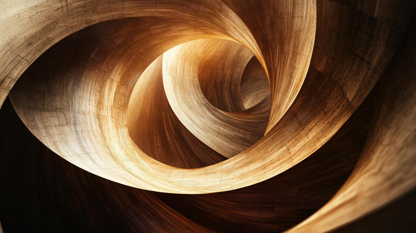Spiral made of wood with a brown color. The spiral is very long and has a lot of detail photo
