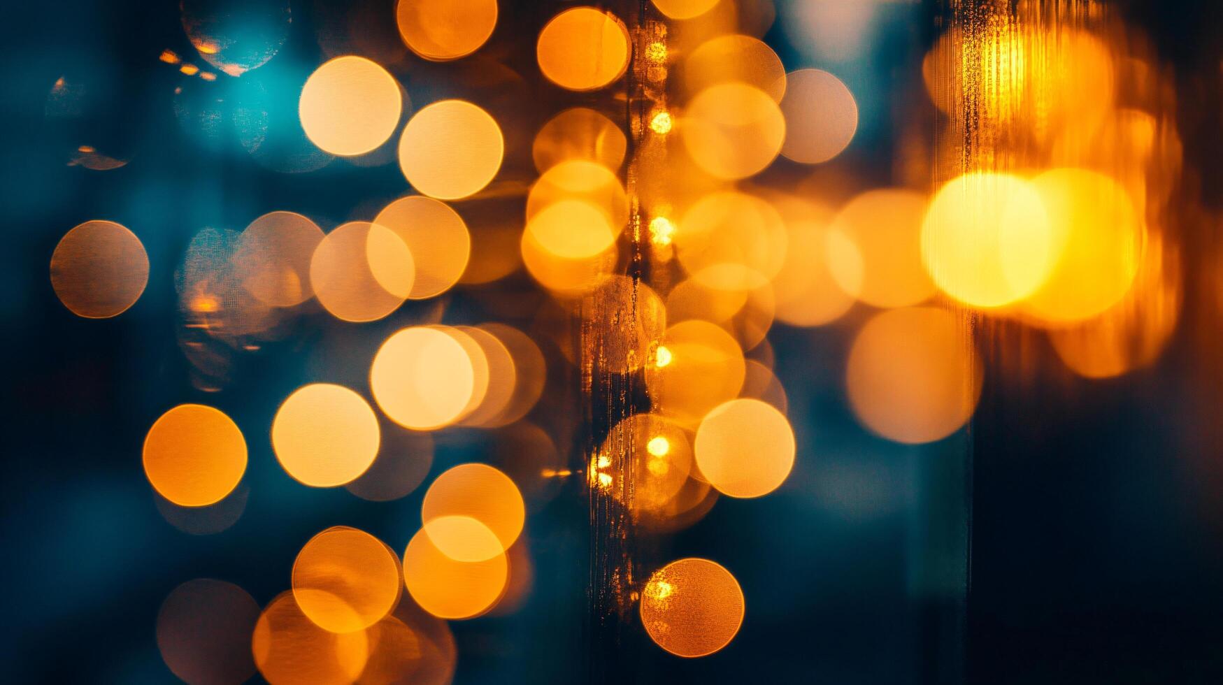 Blurry image of orange and blue lights with a blurry background. The image has a dreamy, ethereal quality to it photo