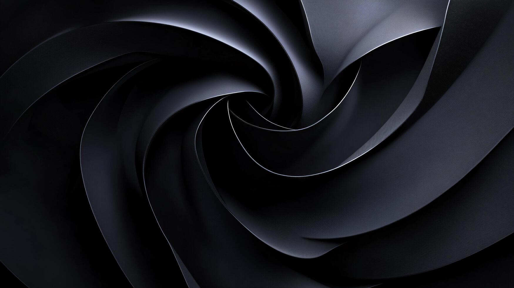 Black and white image of a spiral with a black background. The spiral is very detailed and has a lot of texture. Scene is mysterious and intriguing photo