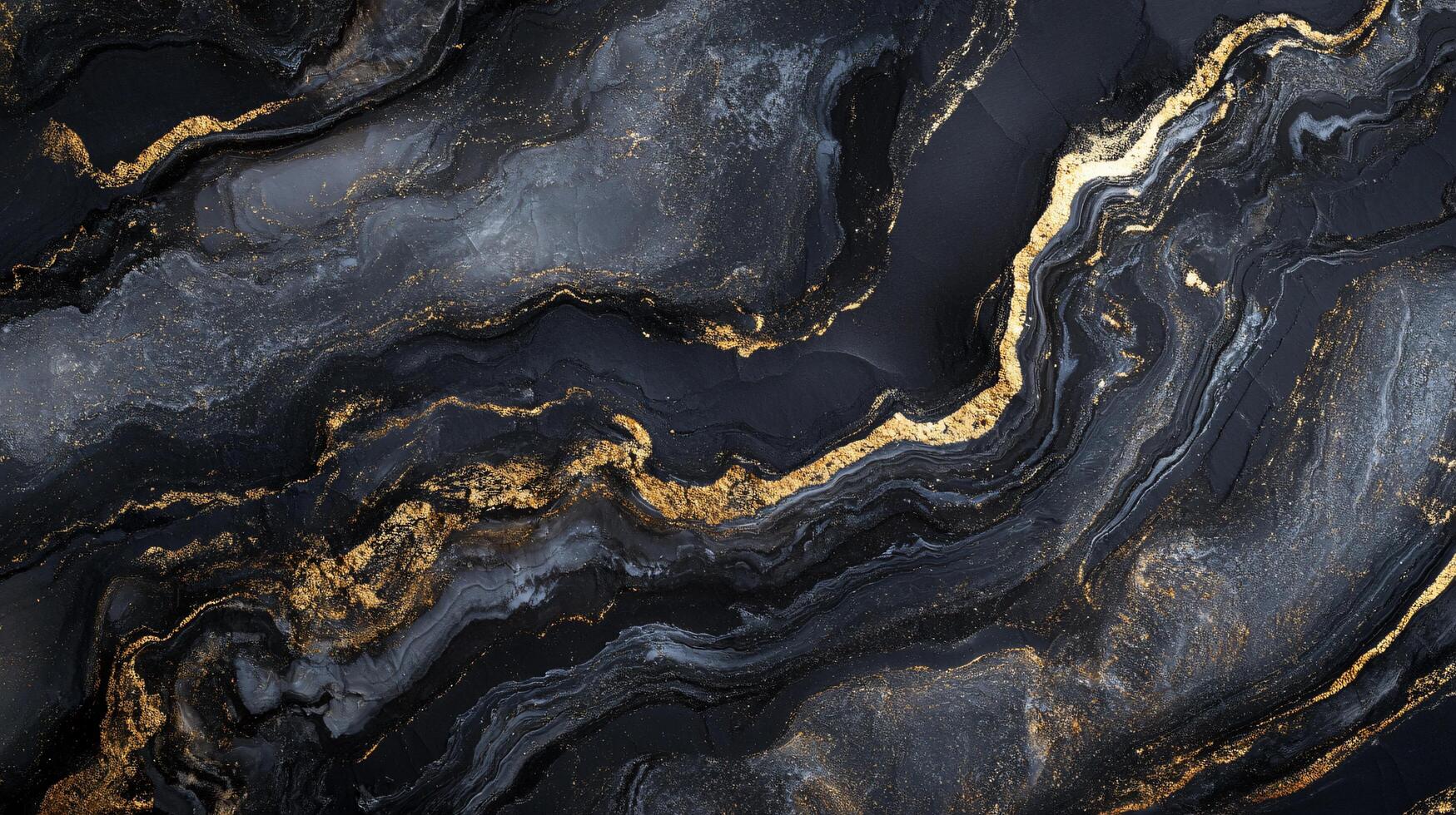 Black and gold marble wall with a gold stripe. The wall is textured and has a shiny, metallic appearance photo